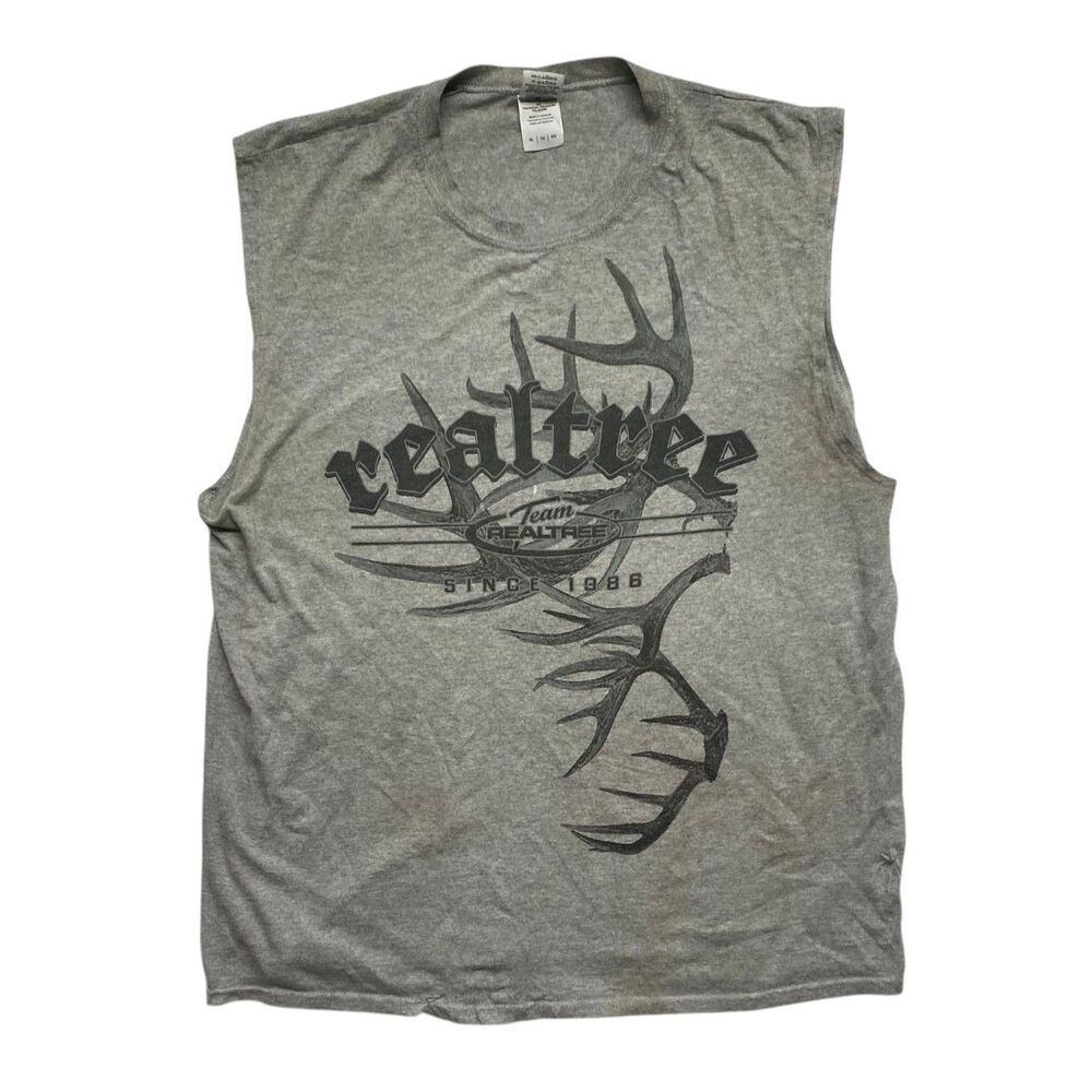Vintage‎ RealTree Mens XL Dark Gray Tank Top Shirt